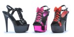609-Gabby - Black/Fuchsia - 6" Peeptoe Platform Heel With Lace Up And Bow Detail W/Buckle Closure in Mid-Platform High Heels