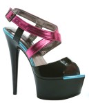 609-Papaya - Fuchsia - 6" Peep Toe Platform with Color Blocking in Mid-Platform High Heels