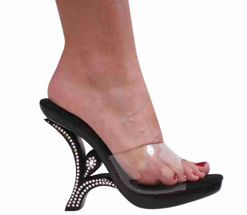 Karo 3245 - Black Wood with Swarovski Rhinestones - Black Wood with Swarovski Rhinestones in Mules and Clogs