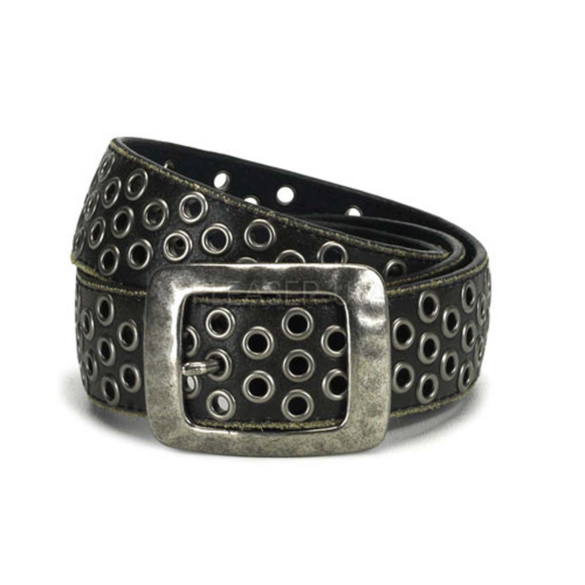 Dm-137888473 - Black Leather - 1 1/2`` Black Leather Eyelet Belt in Wrist & Belts