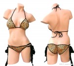 Tony Wear 3088-LP - Triangle top, scrunch back leopard with trim lycra tie side bikini. in Swim Wear and Bathing Suits