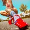 8 Inch Super Heels Peep Toe Ankle Strap Patent Platform Sandals - Red