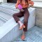 Chunky Heels Square Peep Toe Matt Sandals  - Orange