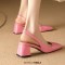 Square Toe Medium Designed Chunky Heels Slingback Sandals Pumps - Pink