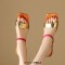 Peep Toe Colorful Kitten Heels Summer Mules Sandals - Gold
