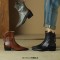 Pointed Toe Chunky Heels Ankle High Vintage Motorcycle Zipper Booties - Black