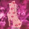 Adore-1020KISSES - Pink Faux Leather Leather with Red Kisses