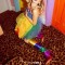 Pointed Toe Chunky Heels Colorful Patchwork Knee Highs Boots - Multicolor 