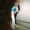 Square Toe Metal Chain Chunky Heeled Side Zipper Platforms Thigh Highs Boots - White