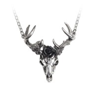 P807 - White Hart, Black Rose Pendant