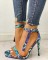 Ladies Party Stiletto Sandals B - Blue Snake 
