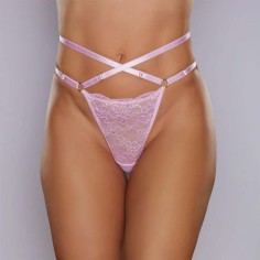 A1146P - Allure Cherished Lace And Mesh Thong Pink