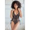 10-4022 - Allure Lace And Mesh Tie Up Romper Black