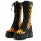 GG3 Flame on Black - Reflective Punk Biker Goth Rock Platform Boots