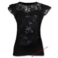 Skull with Purple Roses Lady Tank Top
