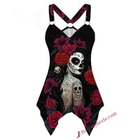 Day of the Dead Flower Lady Tank Top