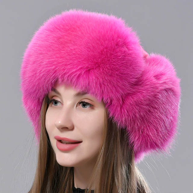 pink fur hat