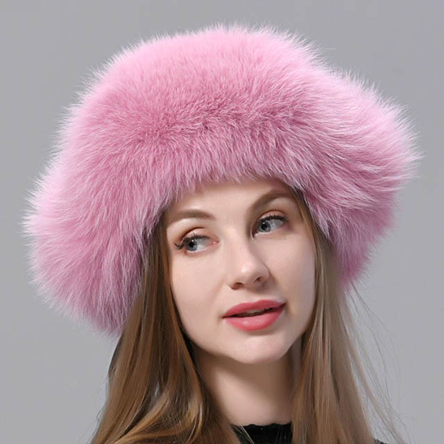 pink fur hat