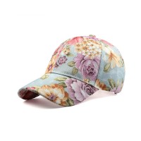 Flower Print Adjustable Baseball Cap - Purple