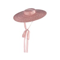 Flat Cartwheel Straw Summer Beach Fashion Hat - Pink