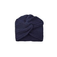 Vintage French Style  Knitted Wool Winter Hat Headwear - Navy Blue