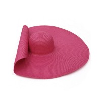 Oversized Straw Summer Brim Summer Sun Beach Hat - Rose