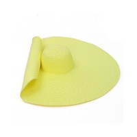 Oversized Straw Summer Brim Summer Sun Beach Hat - Light Yellow