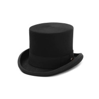 Satin Lined Old Fashion Costumes Magician 5.4 inch Cylinder Top Hat - Black