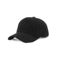 Adjustable Knitted Wool Winter Baseball Cap with Rhinestones - Black