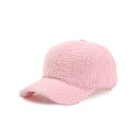 Adjustable Knitted Wool Winter Baseball Cap with Rhinestones - Pink