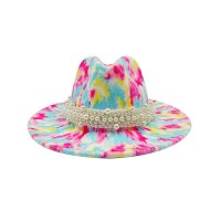 Colorful Bead Straps Panama Party Hat - Multicolor