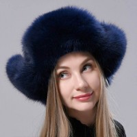 Ushanka Earmuffs Faux Furry Nomad Winter Hat - Navy Blue