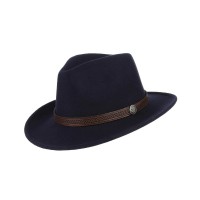 Old Fashion Western Cowgirl Indiana Jones Fedora Hat - Navy