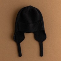 Ushanka 100% Cashmere Knitted Windproof Snow Thicker Warm Winter Hat - Black