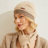 Earmuffs 100% Cashmere Knitted Windproof Snow Thicker Warm Winter Hat - Beige