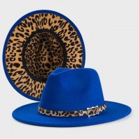 Jazz Party Leopard Straps Old Fashion Pimp Hat - Blue
