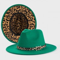 Jazz Party Leopard Straps Old Fashion Pimp Hat - Green