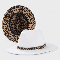 Jazz Party Leopard Straps Old Fashion Pimp Hat - White