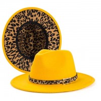 Jazz Party Leopard Straps Old Fashion Pimp Hat - Yellow
