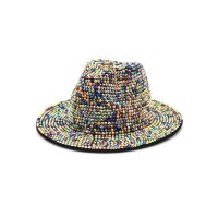 Old Fashion Rhinestone Jazz Party Fedora Hat - Multicolor