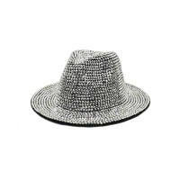 Old Fashion Rhinestone Jazz Party Fedora Hat - Silver