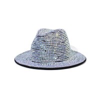 Old Fashion Rhinestone Jazz Party Fedora Hat - White