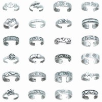 Random Silver Toe Ring Assortment - 24 Pieces