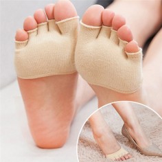Breathable Cotton Cushion Forefoot Sponge Support - Half Insoles Pads - One Pair - Beige