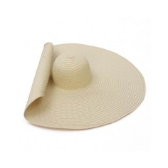 Oversized Straw Summer Brim Summer Sun Beach Hat - Beige