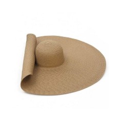 Oversized Straw Summer Brim Summer Sun Beach Hat - Camel