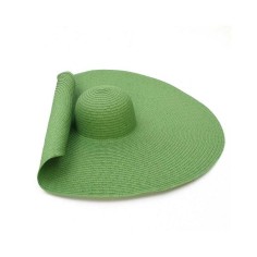 Oversized Straw Summer Brim Summer Sun Beach Hat - Green