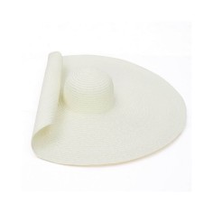 Oversized Straw Summer Brim Summer Sun Beach Hat - Milky White