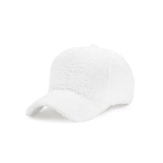 Adjustable Knitted Wool Winter Baseball Cap with Rhinestones - White