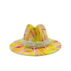 Colorful Bead Straps Panama Party Hat - Multicolor